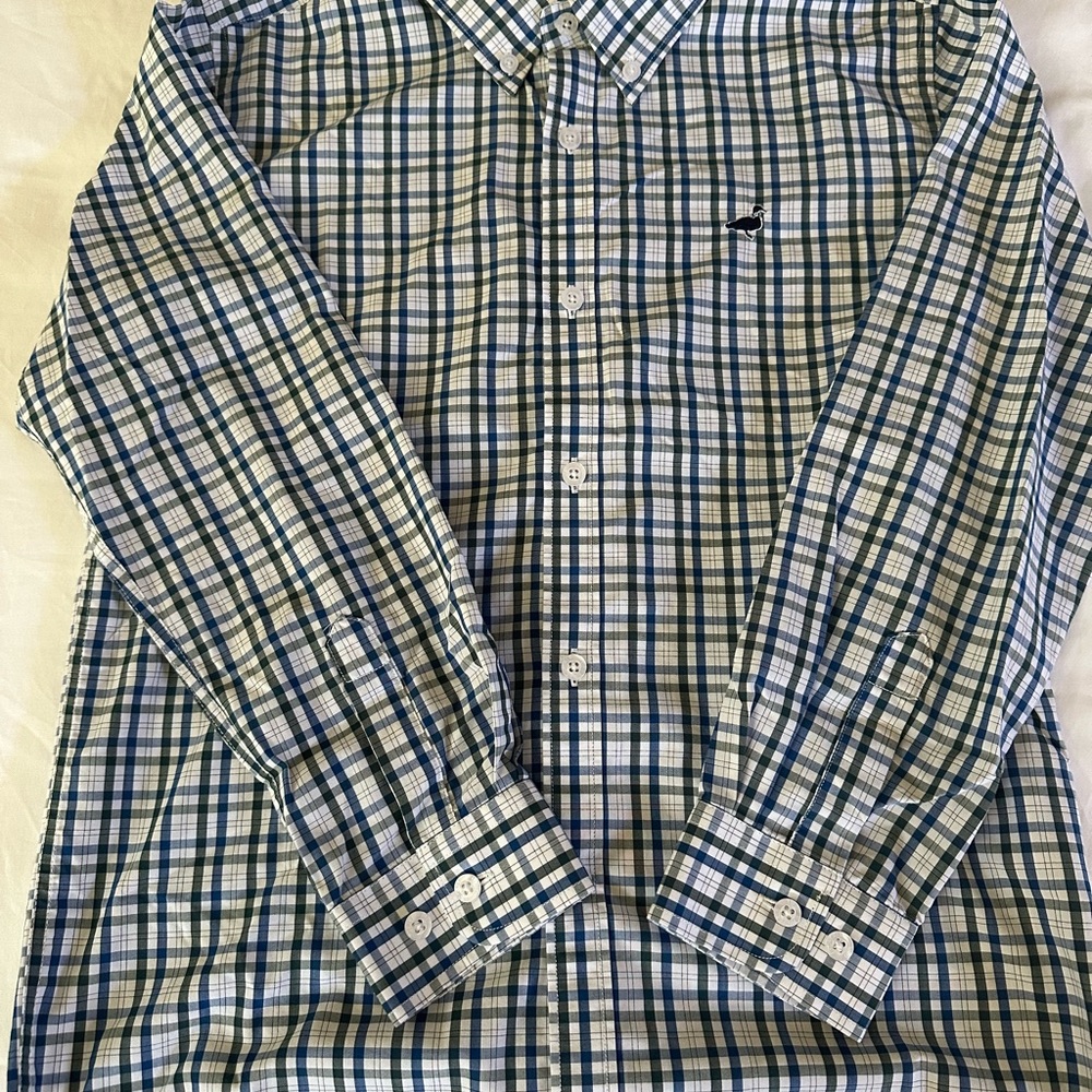 Kids Blue and White Plaid Button Down Shirt